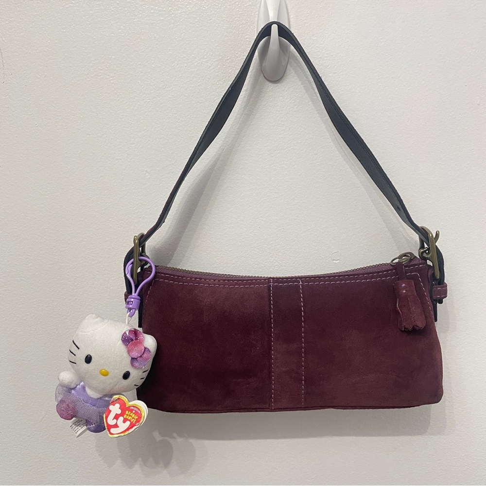 Y2K Coach Plum Suede Baguette Bag
